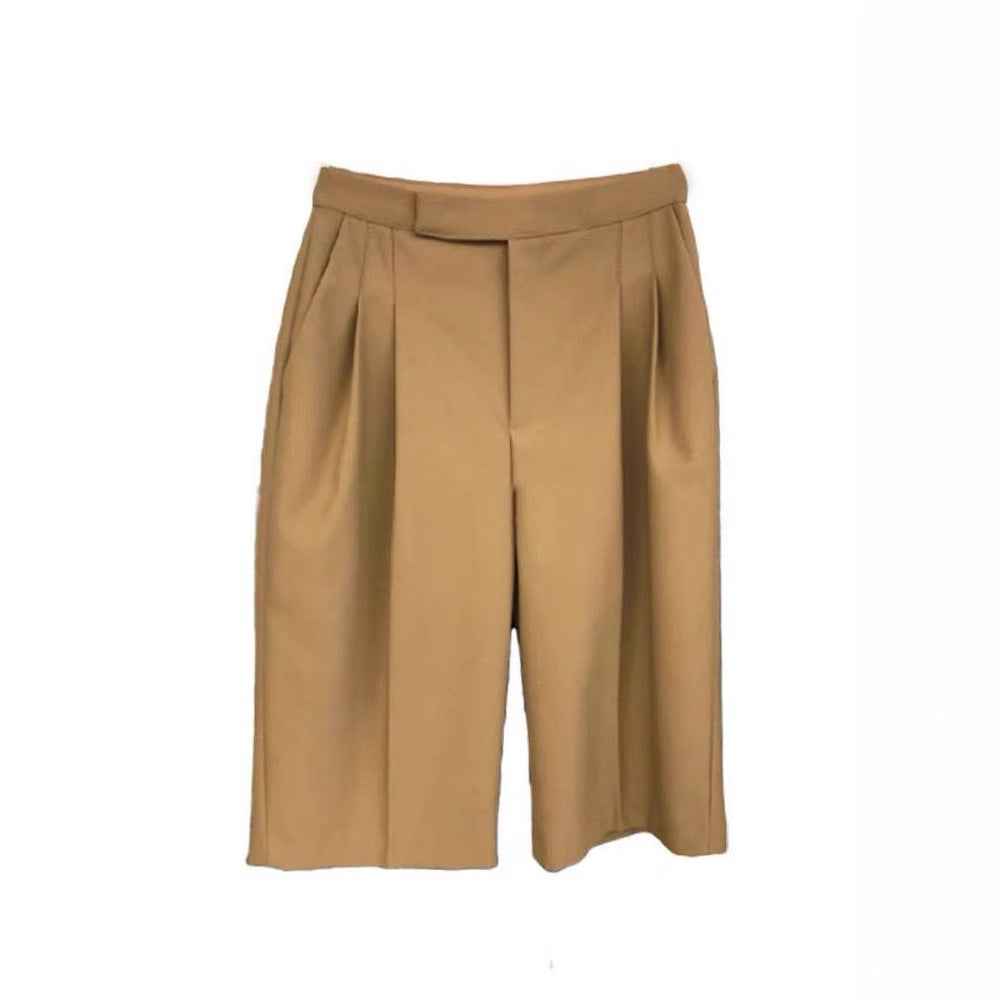 High-Waist Drawstring Wide-Leg Straight Pants