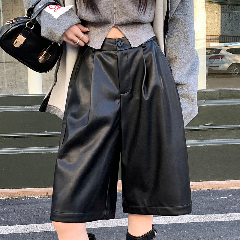 High-Waist Loose-Fit Casual Wide-Leg Shorts