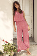 Loose Printed Sleeveless Straight-Leg Jumpsuit