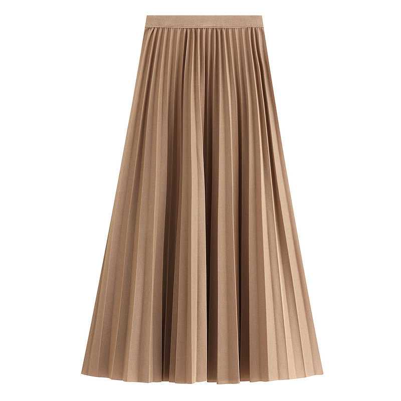 Solid-Color Pleated Mini Skirt — One Size