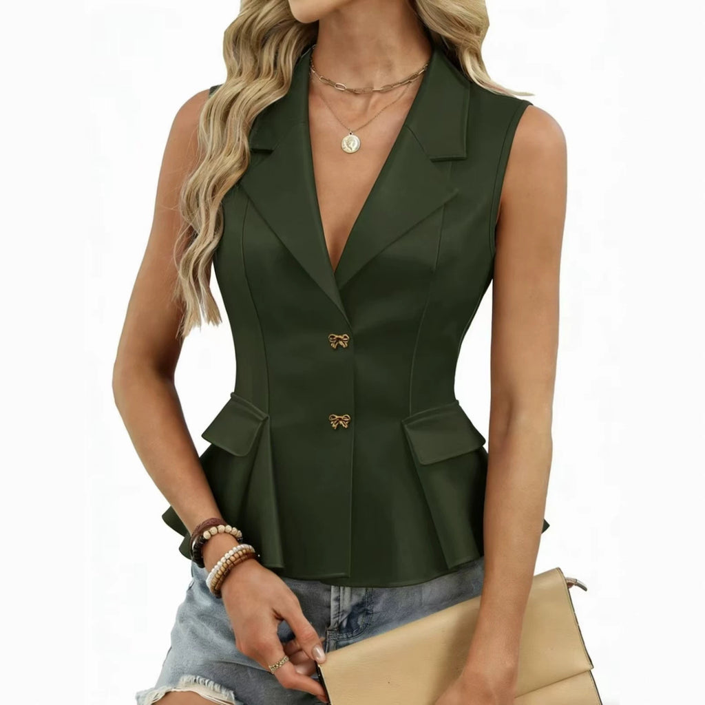 Bow-Tie V-Neck Chenille Suit Vest