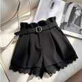 High-Waist Lace Wide-Leg Shorts