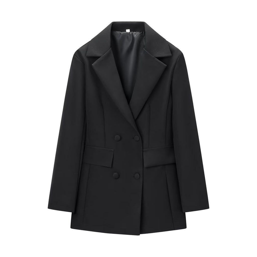 Deep-V Bloom-Waist Slim-Fit Midi Blazer