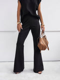 Soft & Chic Knit Two-Piece Set — Tee & Wide-Leg Pants
