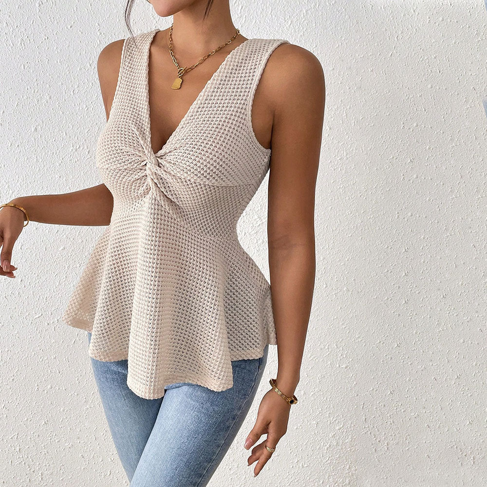 V-Neck Sleeveless Slim-Fit Elegant Top
