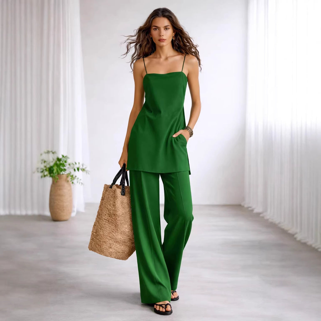 Open-Back Sleeveless Jumpsuit Set