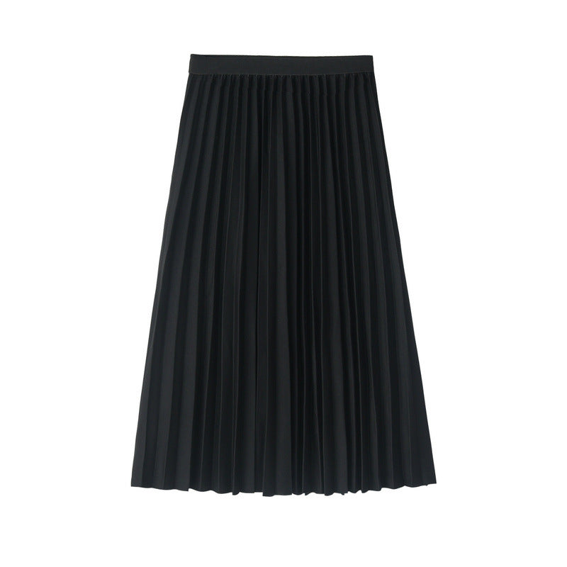 Solid-Color Pleated Mini Skirt — One Size