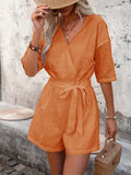 High-Waist Hollow-Out Belted Cropped Jumpsuit