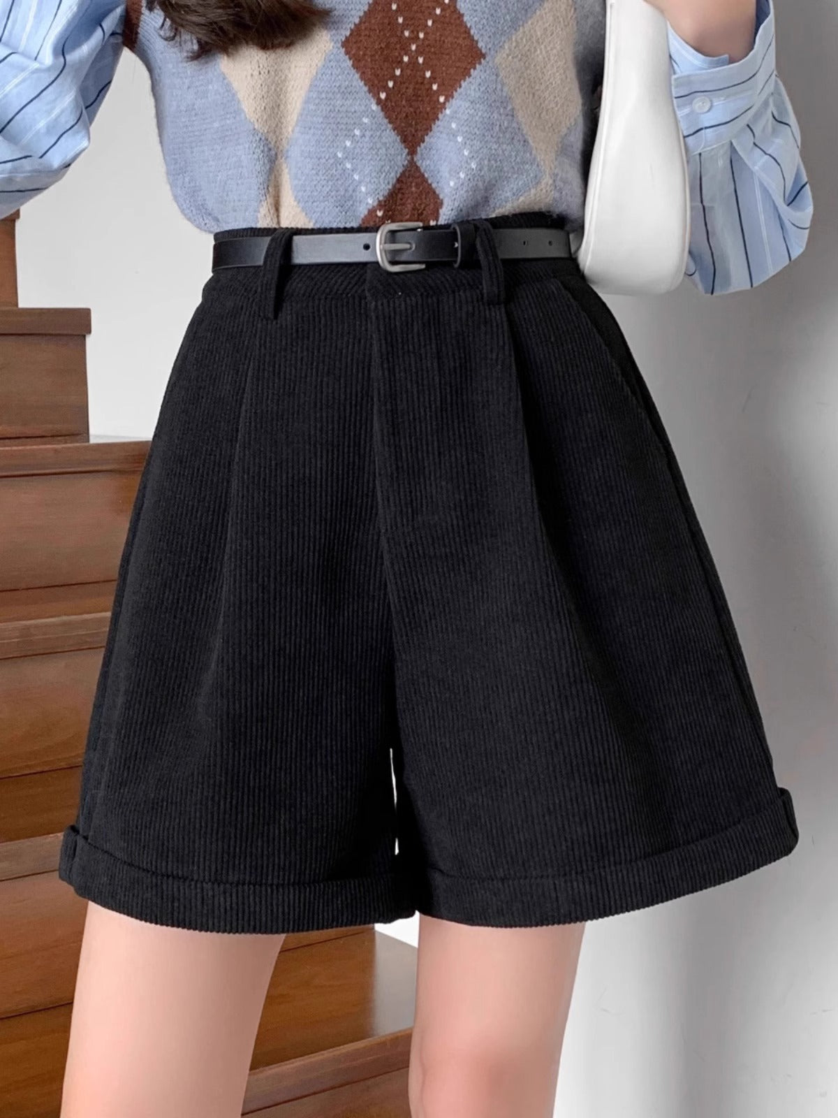 High-Waist Corduroy Shorts