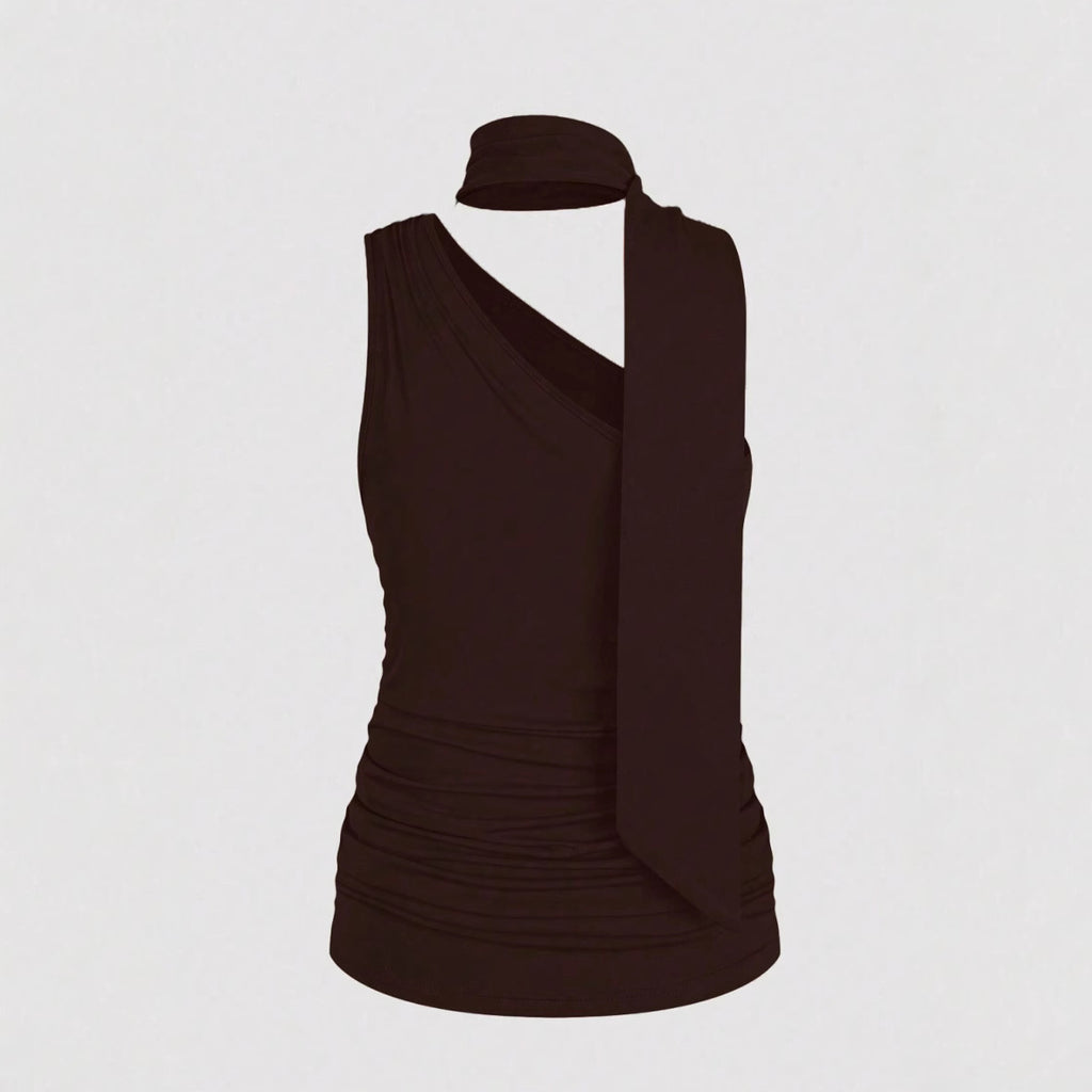 Off-Shoulder Lace-Up Sleeveless Top