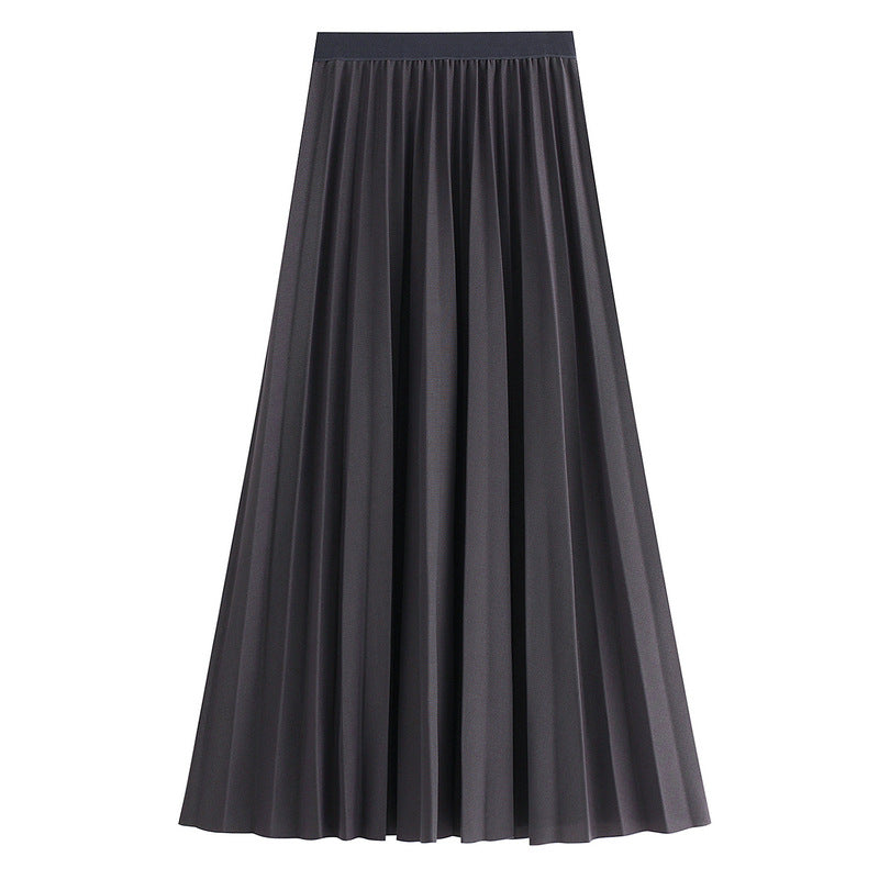 Solid-Color Pleated Mini Skirt — One Size