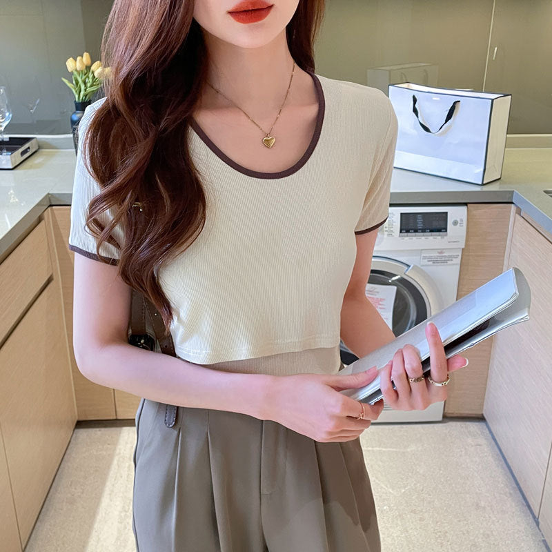חולצת הנקה מכותנה עם בלוקי צבע