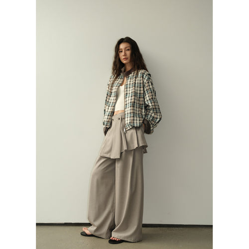 Apron-Style High-Waist Wide-Leg Pants