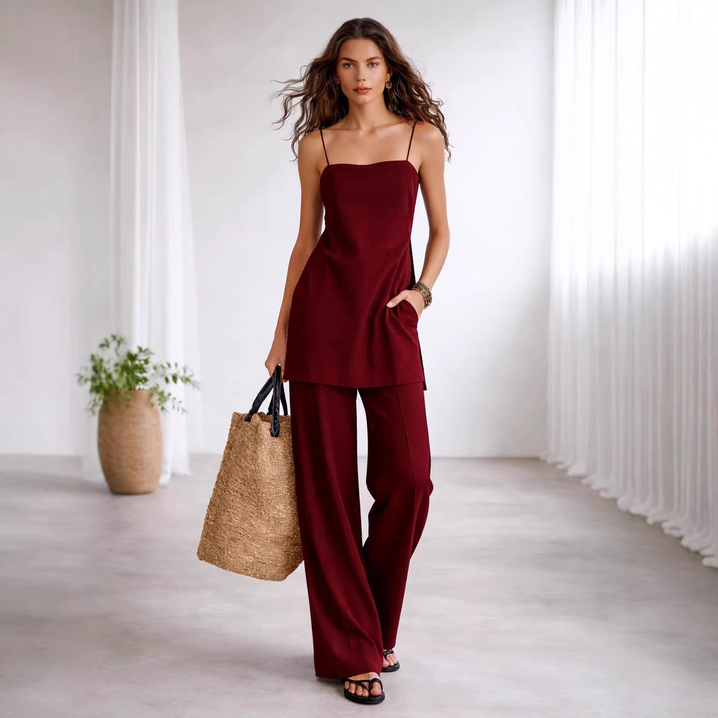 Open-Back Sleeveless Jumpsuit Set