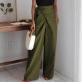 Bow-Tie High-Waist Straight-Leg Trousers